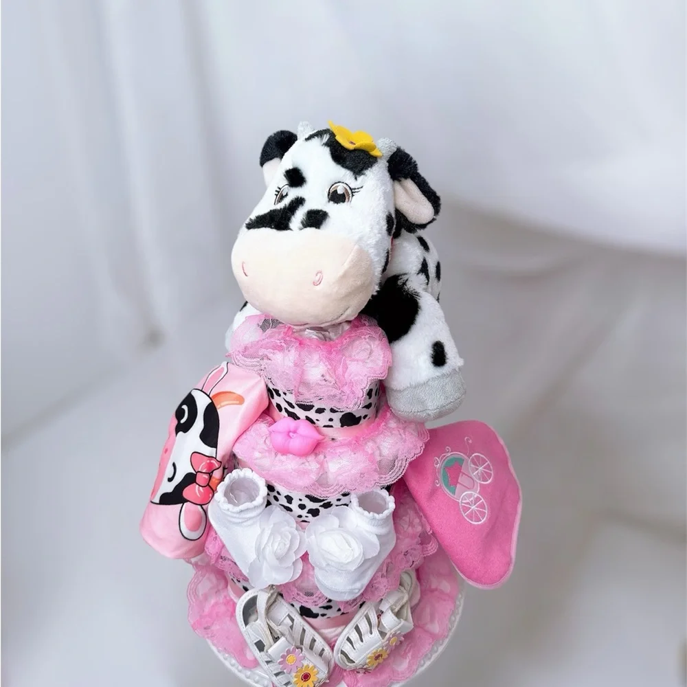 Cow Diaper Cake, Farm Baby Shower